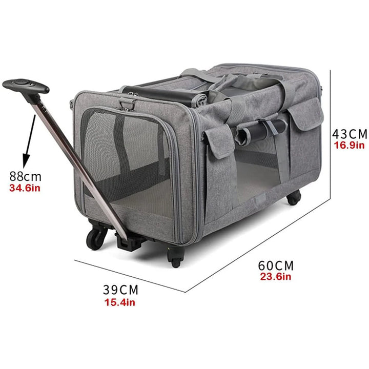 Mala Trolley Portátil XL Dobrável para Transporte de Gatos e Cães de Pequeno a Médio Porte