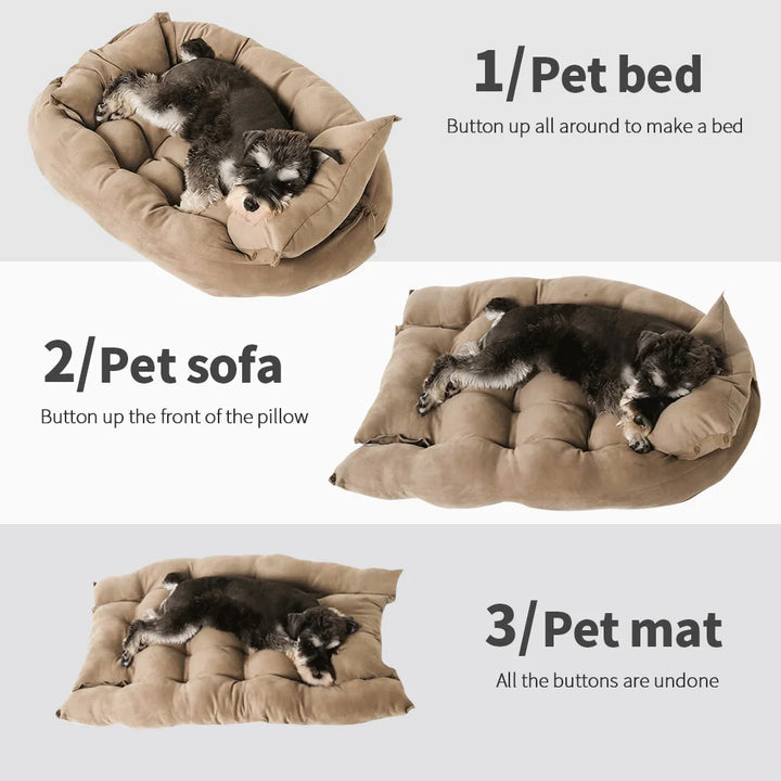 Cama Almofada 3 em 1 para Cães e Gatos – Ninho, Sofá e Tapete em Um Só | Quente, Macia e Versátil para Inverno