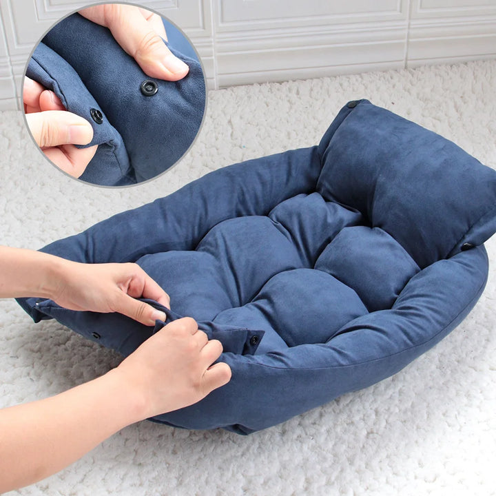 Cama Almofada 3 em 1 para Cães e Gatos – Ninho, Sofá e Tapete em Um Só | Quente, Macia e Versátil para Inverno