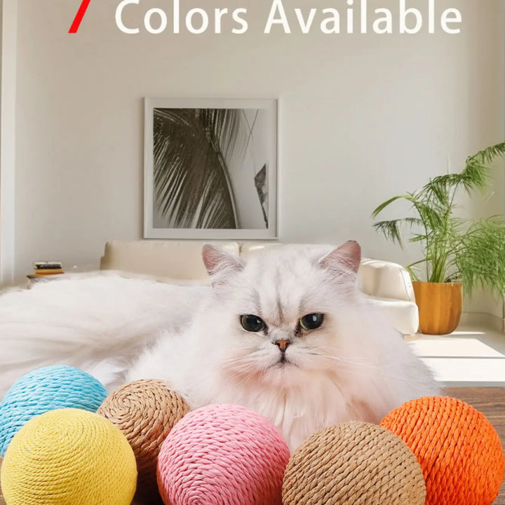 Brinquedo Interativo para Gatos – Bola de Sisal 10cm | Limpeza de Dentes e Estímulo para Gatinhos 🐾