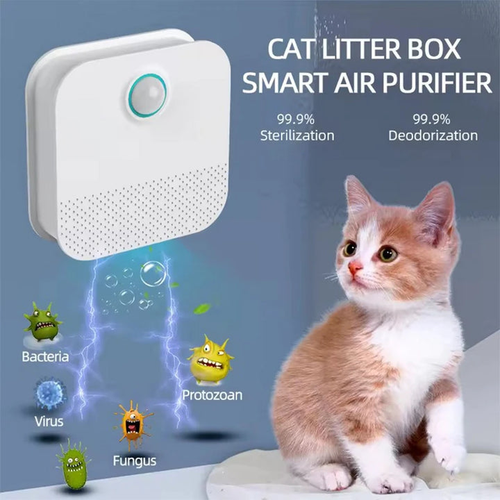 Purificador de Odor Inteligente para Caixa de Areia – Desodorizador Automático para Gato ou Cão | Ideal para WC de Animais