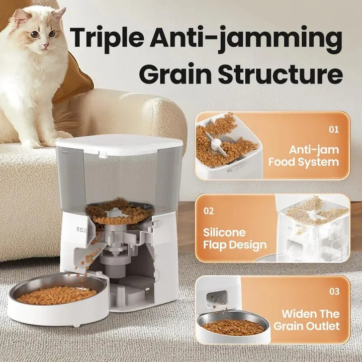 Alimentador Automático Inteligente 2L para Gatos e Cães – Dispenser Wi-Fi para Ração Seca com Controle Remoto