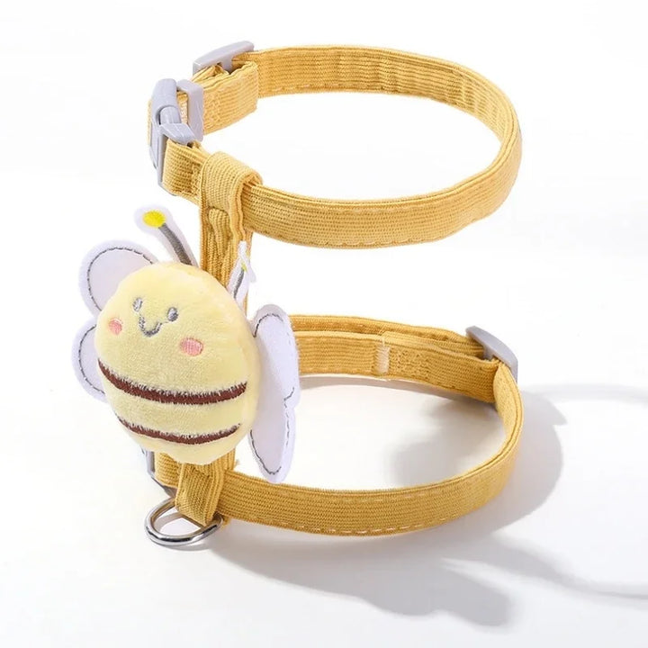Conjunto Arnês, Trela e Coleira para Gato – Ajustável, Estilo Abelha, Dupla Camada | Ideal para Passeios ao Ar Livre 🐾
