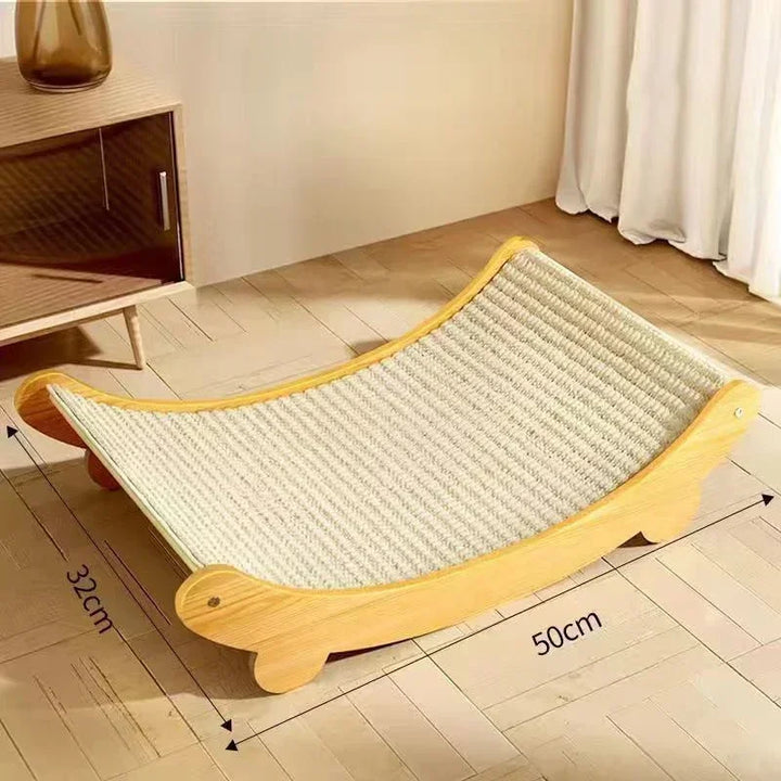 Arranhador e Cama para Gato – Madeira com Sisal | Resistente, Removível e Confortável