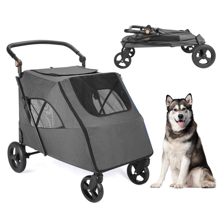 Carrinho de Passeio para Cães com Rodas Rotativas e Travões – Capacidade até 55 kg