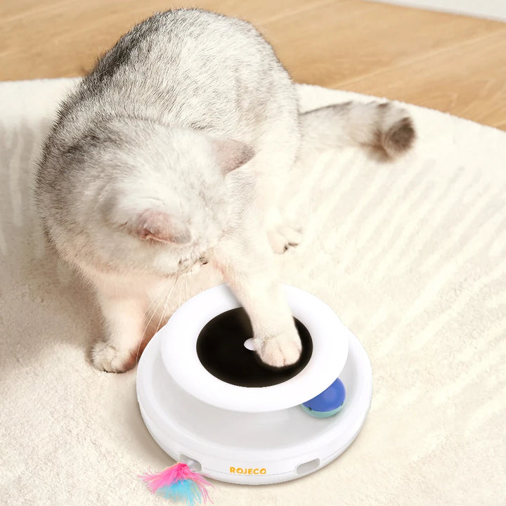 Diversão e Estímulo 2 em 1 para Pets – Bola Automática com Pena ROJECO, 5 Modos Interativos