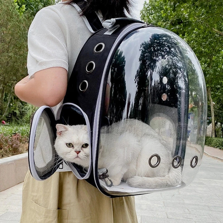Mochila Transparente para Transporte de Gatos e Cães – Bolsa Respirável e Portátil | Space Capsule