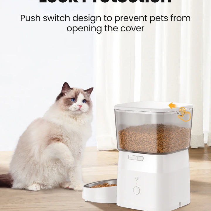 Alimentador Automático Inteligente 2L para Gatos e Cães – Dispenser Wi-Fi para Ração Seca com Controle Remoto