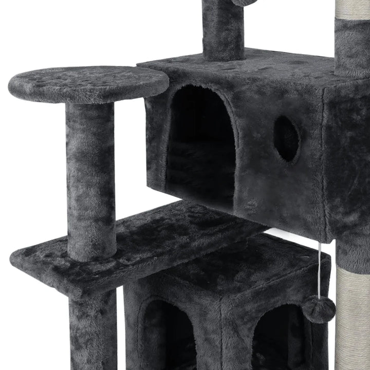 Árvore para Gatos de 5 Níveis com Rede, Plataformas Acolchoadas, Casotas e Brinquedo de Saltar com Escada