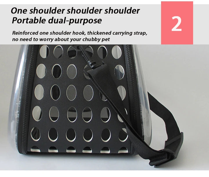 Mochila de Transporte para Gato e Cão – Mala de Ombro Transparente e Respirável | Ideal para Viagens e Passeios