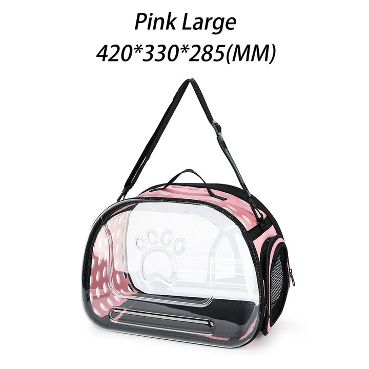 Mochila de Transporte para Gato e Cão – Mala de Ombro Transparente e Respirável | Ideal para Viagens e Passeios