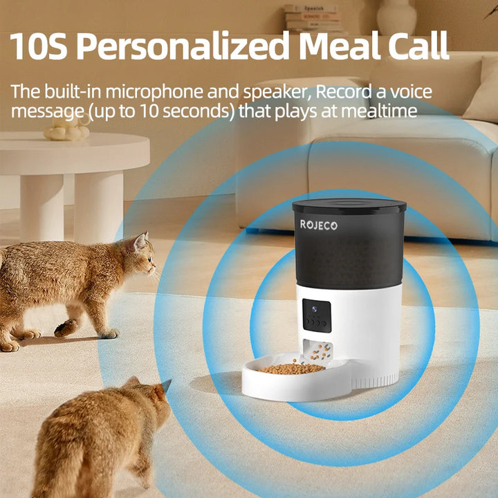 Comedouro Automático ROJECO com Câmera HD – Alimentação Inteligente para Gatos e Cães