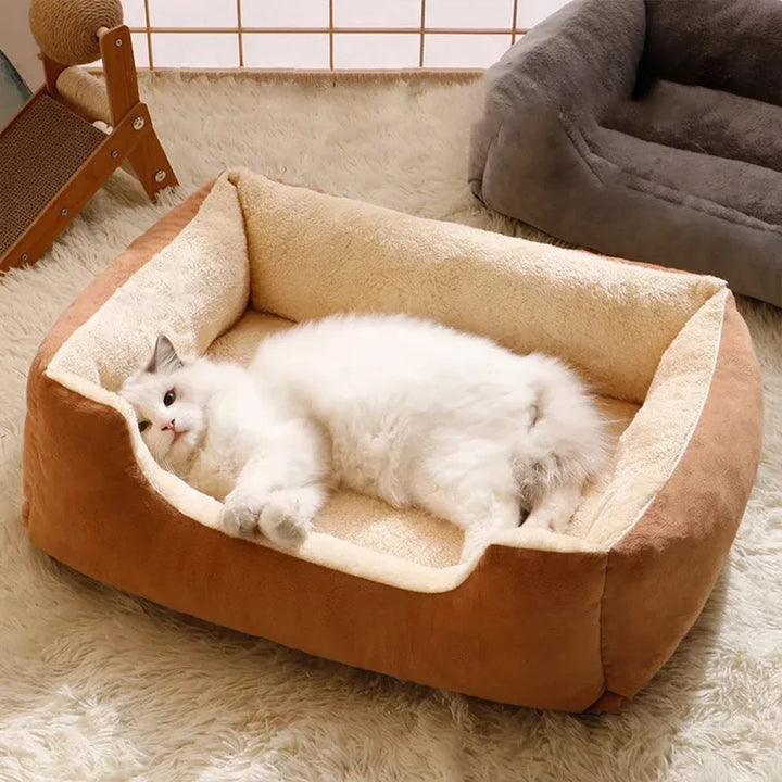 Cama para Gatos e Cães Pequenos – Macia e Confortável | Almofada em Peluche Curto | Ideal para Gatinhos e Cachorros