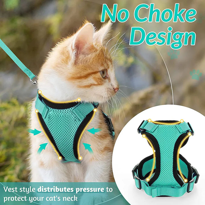 🐾 Arnês com Trela para Gato – Ajustável, Confortável e Antifuga | Ideal para Passeios ao Ar Livre