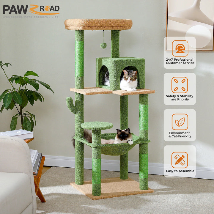 Torre Arranhadora “Cacto” para Gatos XL – Aventura, Conforto e Estilo em 6 Andares!