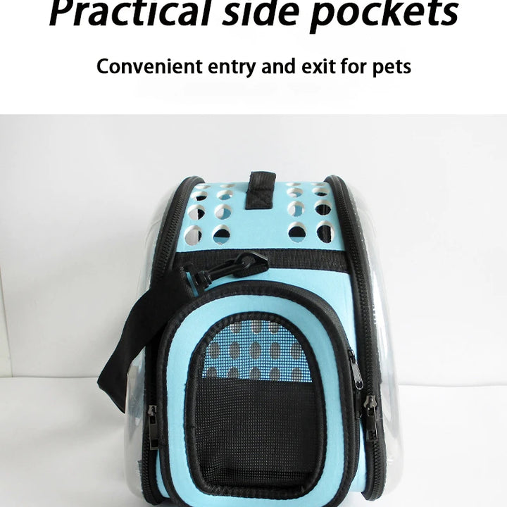 Mochila de Transporte para Gato e Cão – Mala de Ombro Transparente e Respirável | Ideal para Viagens e Passeios