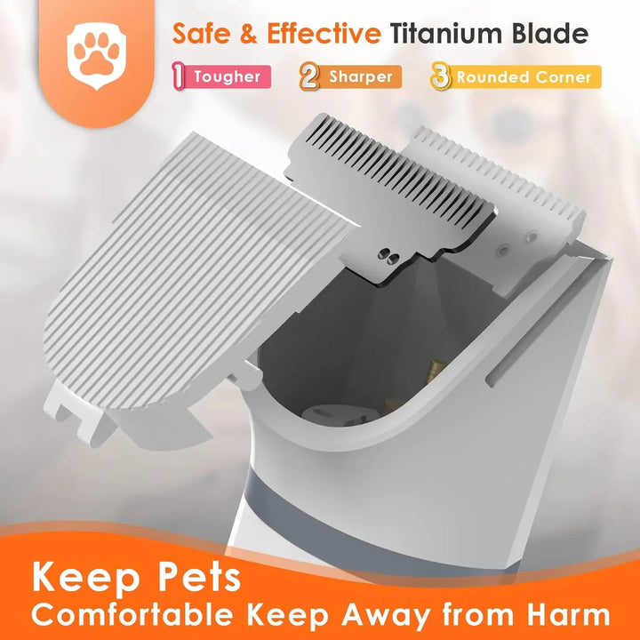 Kit de Higiene 4 em 1 para Animais – Máquina de Tosa Sem Fios, Aparador de Patas Silencioso, Cortador de Pelo e Lima de Unhas