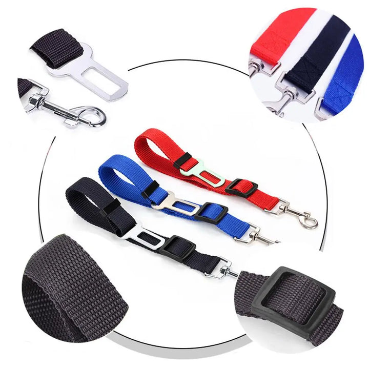 Cinto de Segurança Ajustável para Cães e Gatos – Presilha Universal para Veículos | Clipe de Tração para Transporte Seguro de Pets
