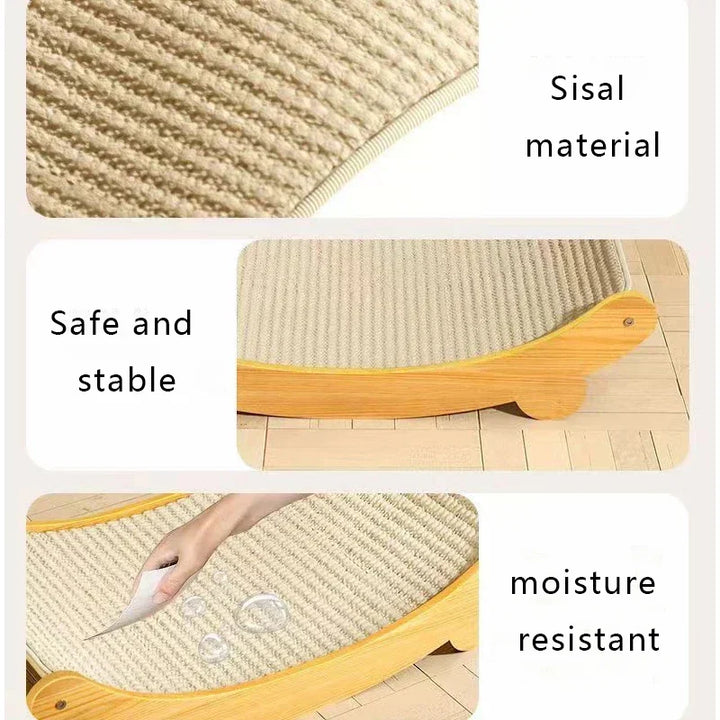 Arranhador e Cama para Gato – Madeira com Sisal | Resistente, Removível e Confortável
