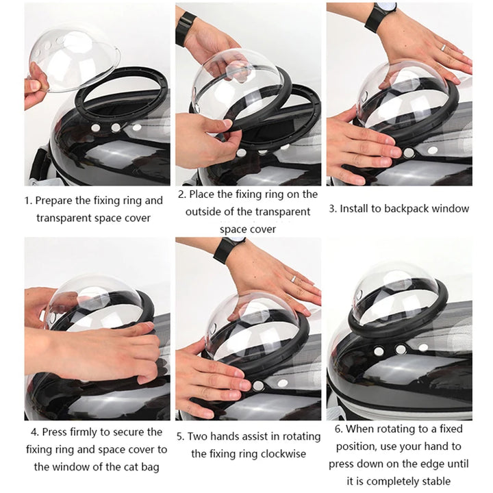Mochila Transparente para Transporte de Gatos e Cães – Bolsa Respirável e Portátil | Space Capsule