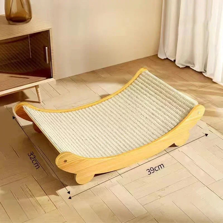 Arranhador e Cama para Gato – Madeira com Sisal | Resistente, Removível e Confortável
