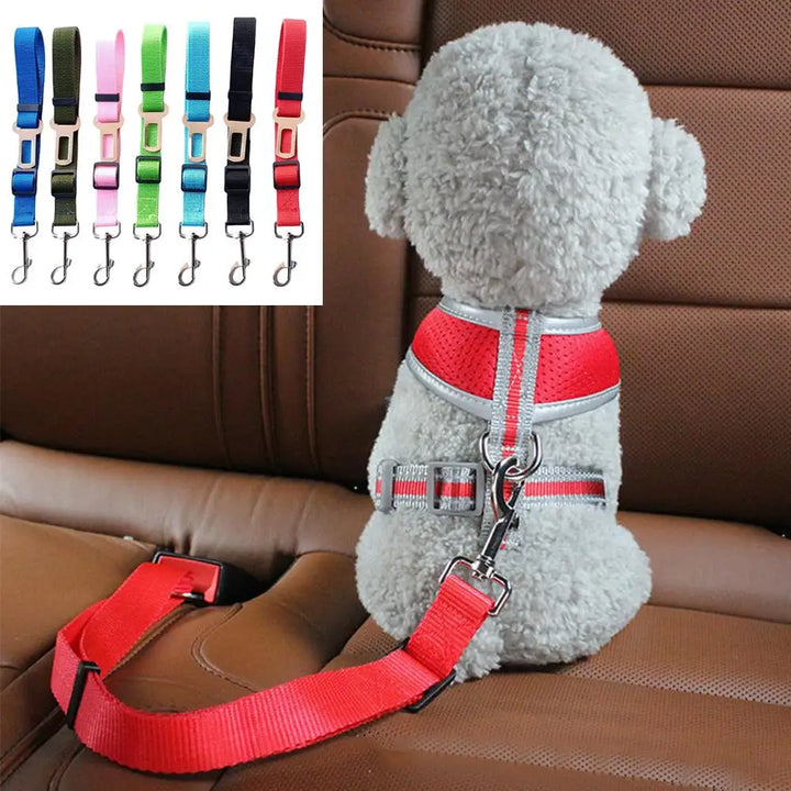 Cinto de Segurança Ajustável para Cães e Gatos – Presilha Universal para Veículos | Clipe de Tração para Transporte Seguro de Pets