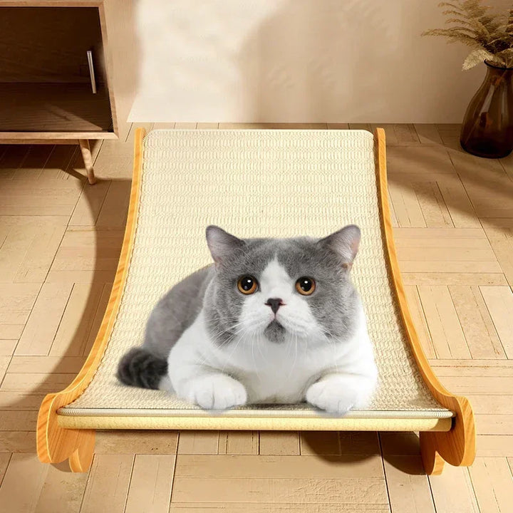 Arranhador e Cama para Gato – Madeira com Sisal | Resistente, Removível e Confortável