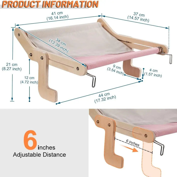 Cama Suspensa para Gatos — Rede de Janela ou Varanda, Portátil e Removível
