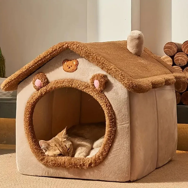 🐾 Casa Premium Dobrável para Pets – Conforto Aconchegante para Gatos e Cães Pequenos