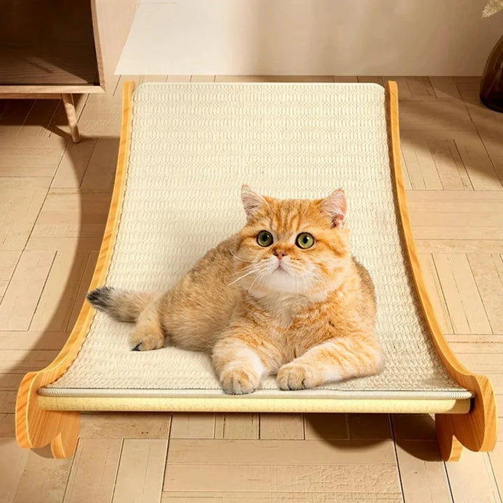 Arranhador e Cama para Gato – Madeira com Sisal | Resistente, Removível e Confortável