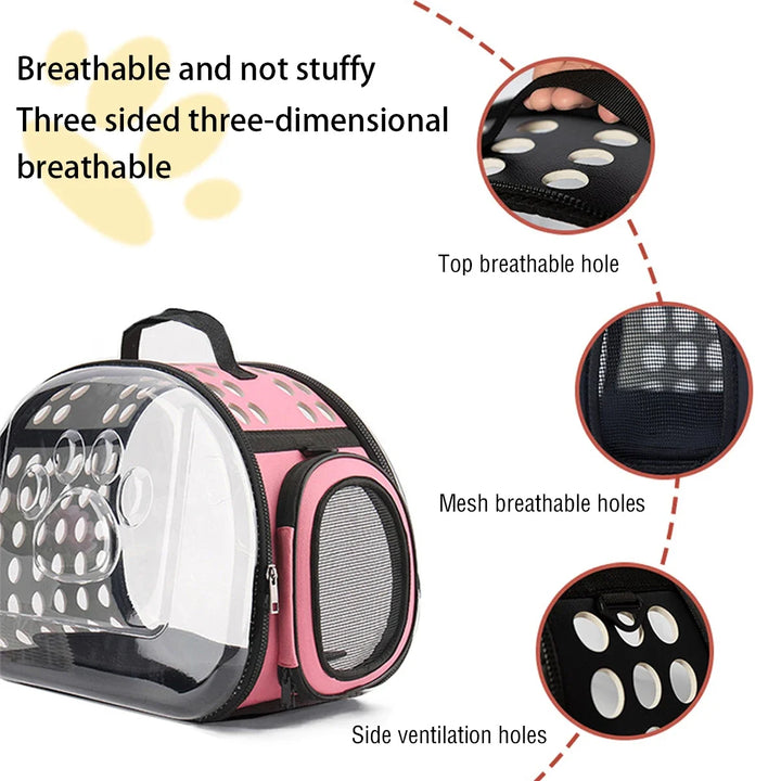 Mochila de Transporte para Gato e Cão – Mala de Ombro Transparente e Respirável | Ideal para Viagens e Passeios