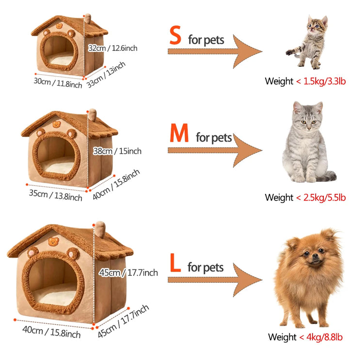🐾 Casa Premium Dobrável para Pets – Conforto Aconchegante para Gatos e Cães Pequenos