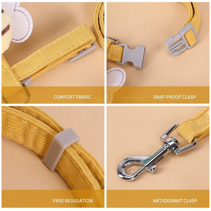 Conjunto Arnês, Trela e Coleira para Gato – Ajustável, Estilo Abelha, Dupla Camada | Ideal para Passeios ao Ar Livre 🐾