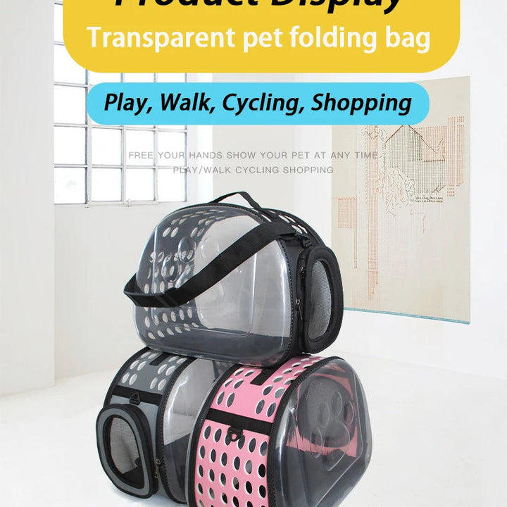 Mochila de Transporte para Gato e Cão – Mala de Ombro Transparente e Respirável | Ideal para Viagens e Passeios