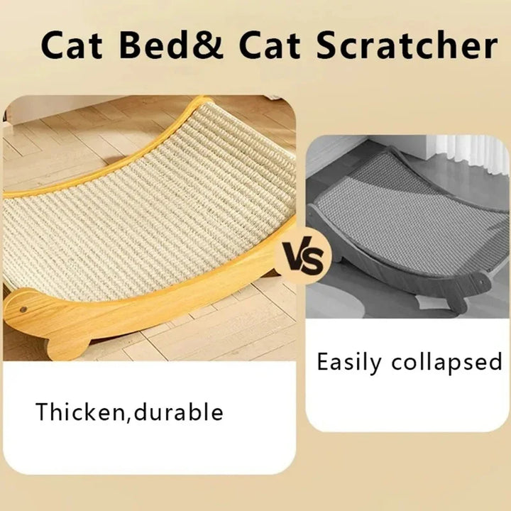 Arranhador e Cama para Gato – Madeira com Sisal | Resistente, Removível e Confortável