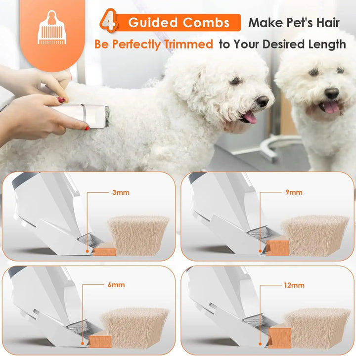 Kit de Higiene 4 em 1 para Animais – Máquina de Tosa Sem Fios, Aparador de Patas Silencioso, Cortador de Pelo e Lima de Unhas