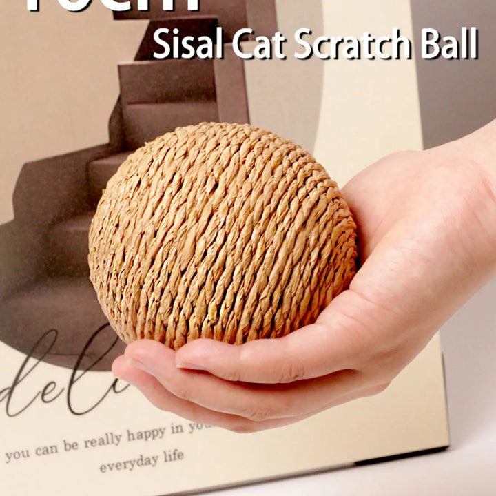 Brinquedo Interativo para Gatos – Bola de Sisal 10cm | Limpeza de Dentes e Estímulo para Gatinhos 🐾