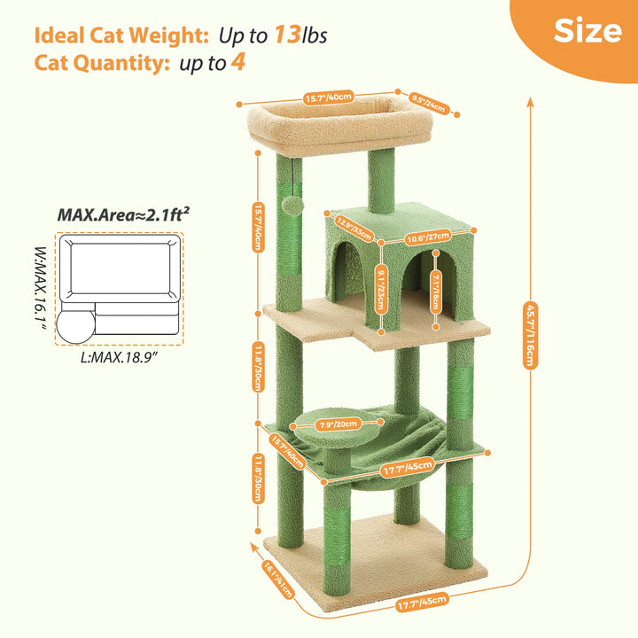 Torre Arranhadora “Cacto” para Gatos XL – Aventura, Conforto e Estilo em 6 Andares!