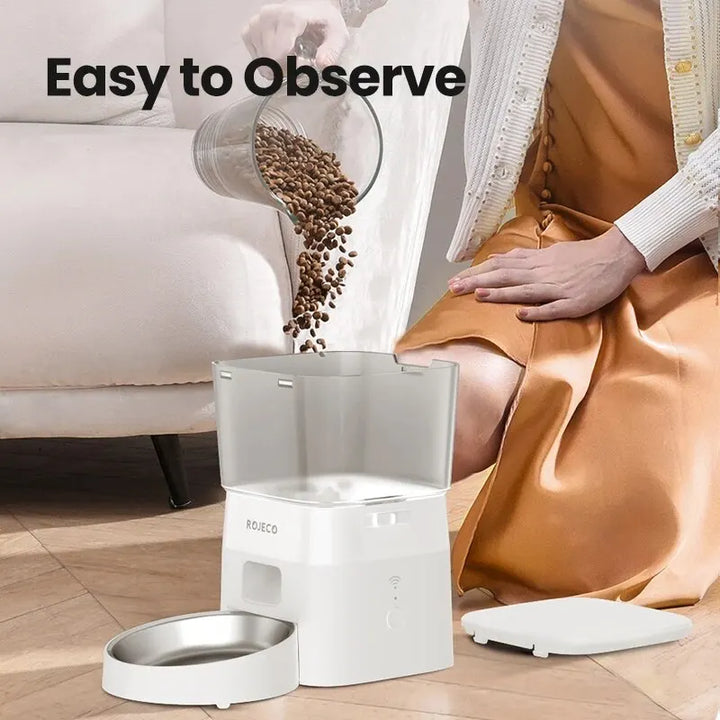 Alimentador Automático Inteligente 2L para Gatos e Cães – Dispenser Wi-Fi para Ração Seca com Controle Remoto
