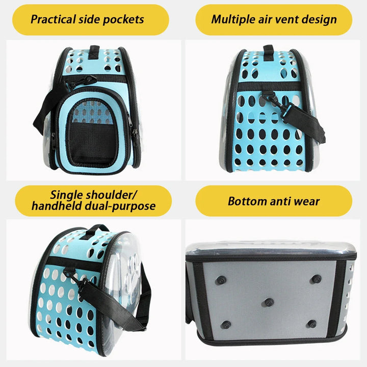 Mochila de Transporte para Gato e Cão – Mala de Ombro Transparente e Respirável | Ideal para Viagens e Passeios