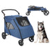 Carrinho de Passeio para Cães com Rodas Rotativas e Travões – Capacidade até 55 kg