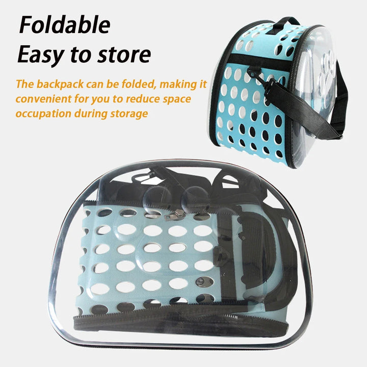 Mochila de Transporte para Gato e Cão – Mala de Ombro Transparente e Respirável | Ideal para Viagens e Passeios