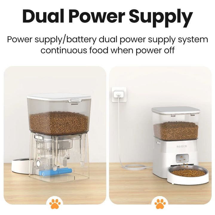 Alimentador Automático Inteligente 2L para Gatos e Cães – Dispenser Wi-Fi para Ração Seca com Controle Remoto