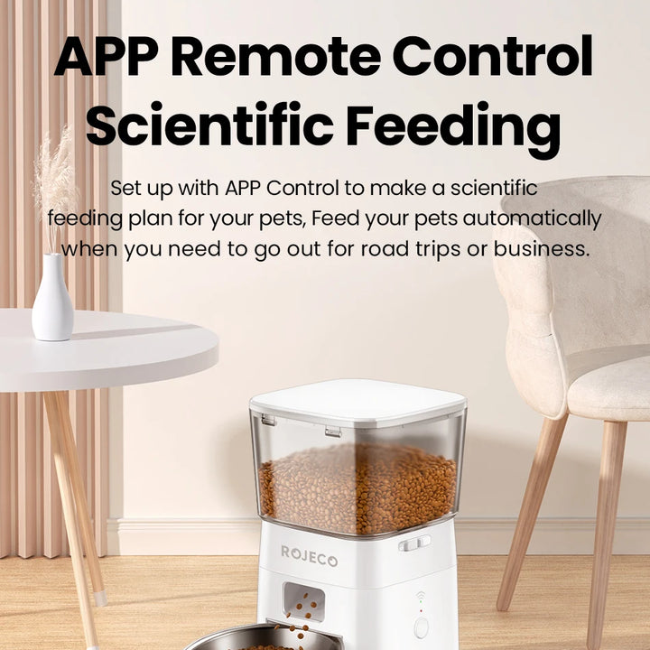 Alimentador Automático Inteligente 2L para Gatos e Cães – Dispenser Wi-Fi para Ração Seca com Controle Remoto
