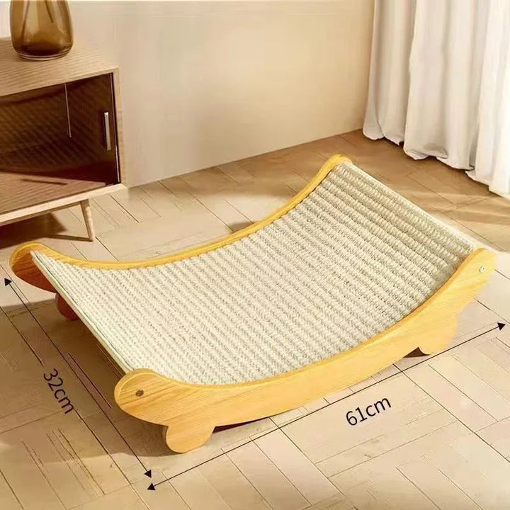 Arranhador e Cama para Gato – Madeira com Sisal | Resistente, Removível e Confortável