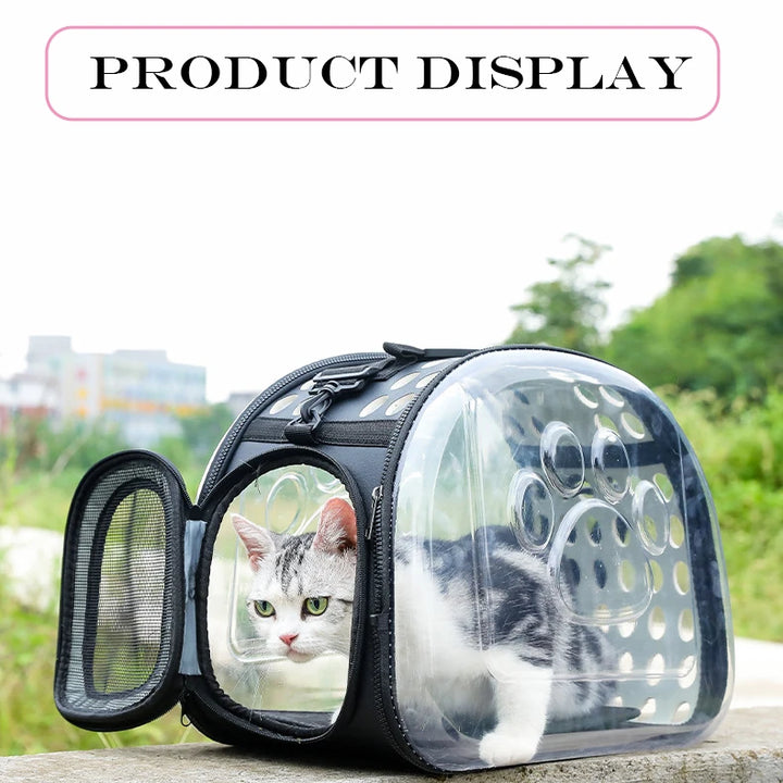 Mochila de Transporte para Gato e Cão – Mala de Ombro Transparente e Respirável | Ideal para Viagens e Passeios