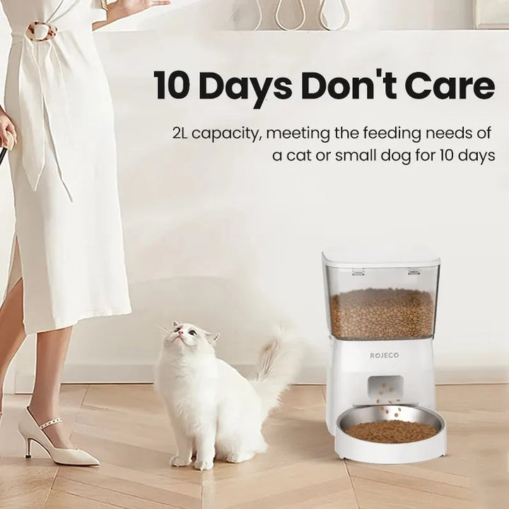 Alimentador Automático Inteligente 2L para Gatos e Cães – Dispenser Wi-Fi para Ração Seca com Controle Remoto