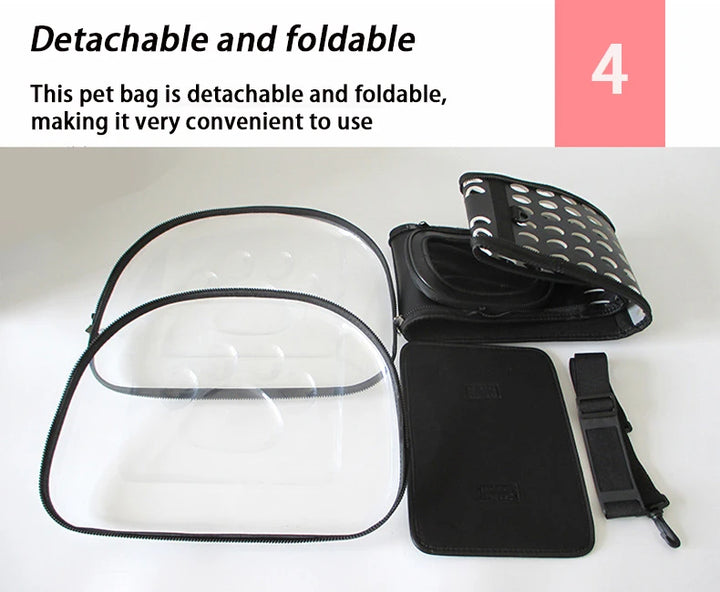 Mochila de Transporte para Gato e Cão – Mala de Ombro Transparente e Respirável | Ideal para Viagens e Passeios