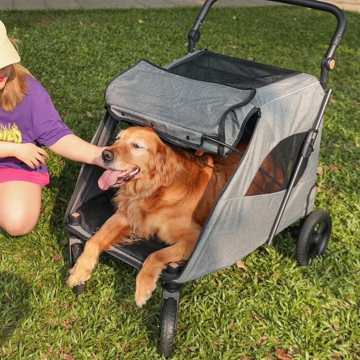 Carrinho de Passeio para Cães com Rodas Rotativas e Travões – Capacidade até 55 kg