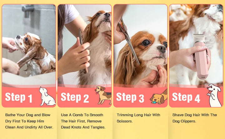 Kit de Higiene 4 em 1 para Animais – Máquina de Tosa Sem Fios, Aparador de Patas Silencioso, Cortador de Pelo e Lima de Unhas